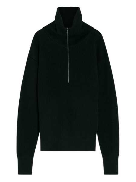 Pulovere LEMAIRE Lemaire Half Zip Sweater In Ribbed Virgin Wool Black Barbati (BM 18956613) 1