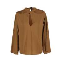 Bluze Beige Blouse With Criss-Crossed Neckline And Rear Keyhole Closure In Silk Blend Woman Femei