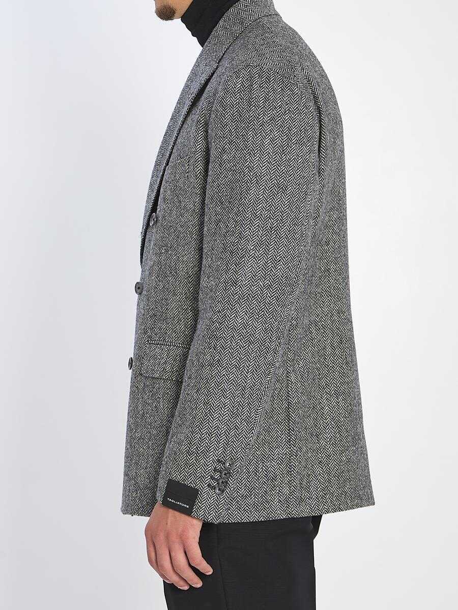 Sacouri Tagliatore Herringbone Double-Breasted Jacket Black Barbati (BM 18957480) 3