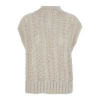 Geci ANTONELLI 'Faustina' Beige Sleeveless Crewneck Knit Vest In Wool Woman