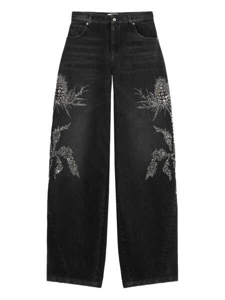 Blugi Blumarine Black Jeans With Belt Loops And Embroidery On The Front In Denim Woman Black Femei (BM 18957816) 1