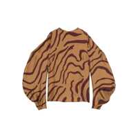 Topuri Raquel Diniz Long-Sleeved Zebra Silk Top Femei