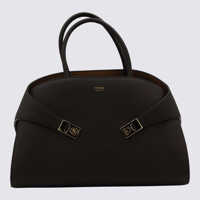 Genti de mana Salvatore Ferragamo Dark Brown Leather Hug M Top Handle Bag Femei