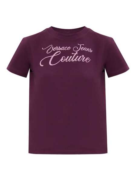 Tricouri Versace Jeans Couture Versace Jeans Couture Logo Burgundy Stretch Cotton T-Shirt Red Femei (BM 18958536) 1