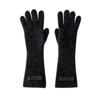 Manusi 'Les Gants Gros Grain' Black Gloves With Logo Patch On The Front In Wool Blend Woman Femei