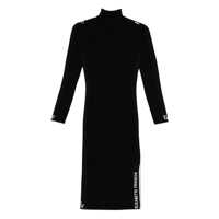 Rochii Black Turtleneck Dress With Logo Lettering On The Side In Wool Woman Femei