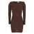Elisabetta Franchi Brown Crewneck Diamond Quilted Dress With All-Over Embellishments In Wool Woman BROWN
