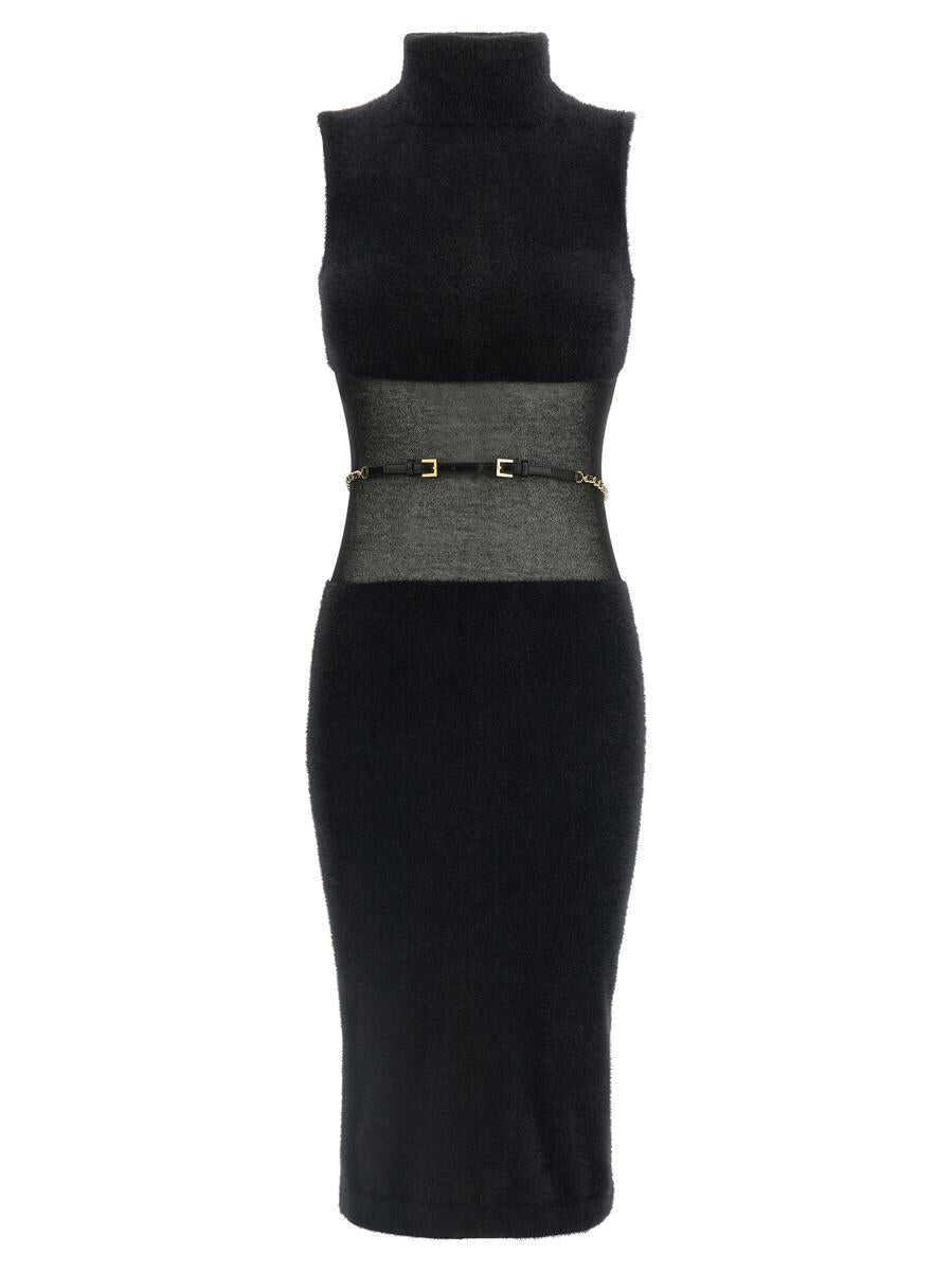 Rochii Elisabetta Franchi Elisabetta Franchi Gauze Insert Dress Black Femei (BM 18960330) 1