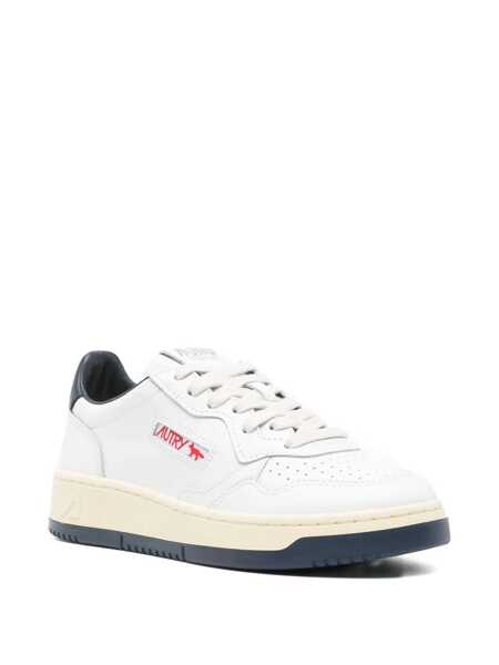 Sneakers AUTRY Medalist Low X Maison Kitsun White And Blue Sneaker With Side Logo And Logo Lettering On The Back In Leather Woman WHITE Femei (BM 18960447) 2