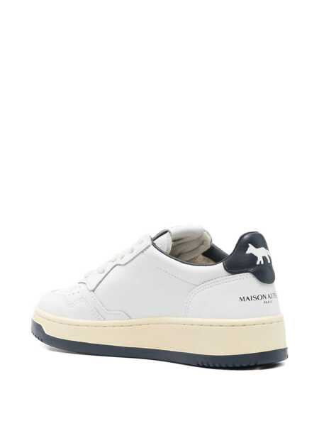 Sneakers AUTRY Medalist Low X Maison Kitsun White And Blue Sneaker With Side Logo And Logo Lettering On The Back In Leather Woman WHITE Femei (BM 18960447) 3