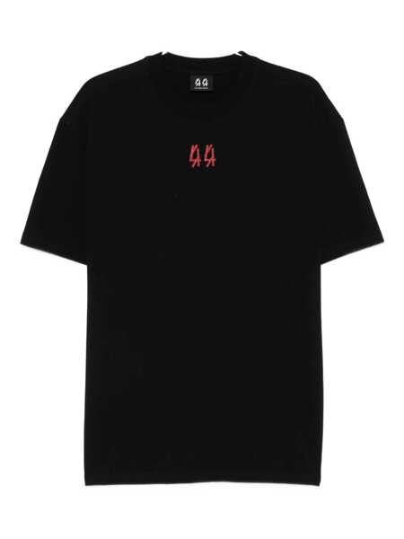 Tricouri M44 LABEL GROUP Black Crewneck T-Shirt With Logo On The Front And Maxi Logo On The Rear In Cotton Man Black Barbati (BM 18960603) 1