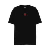 Tricouri Black Crewneck T-Shirt With Logo On The Front And Maxi Logo On The Rear In Cotton Man Barbati