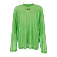 Pulovere Green Turtleneck Sweater With Semi-Sheer Design In Mesh Man Barbati