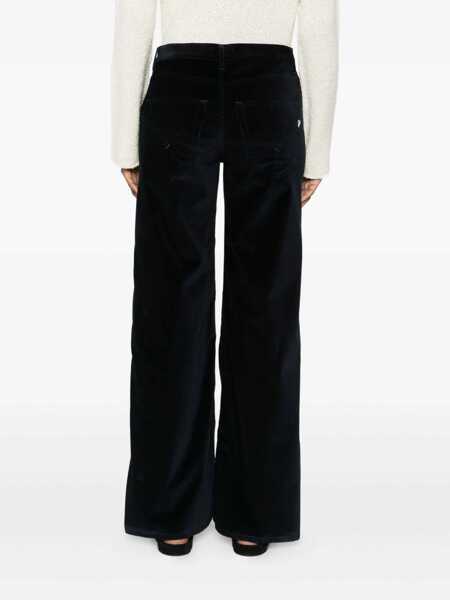 Pantaloni casual Dondup Dondup Black Velvet-Effect Trousers BLUE Femei (BM 18961626) 4