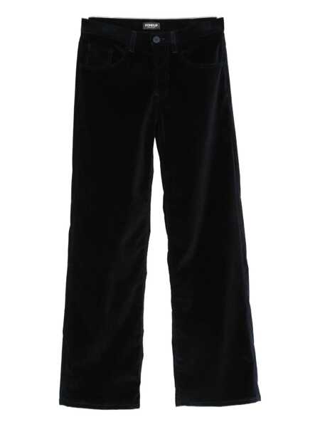 Pantaloni casual Dondup Dondup Black Velvet-Effect Trousers BLUE Femei (BM 18961626) 1
