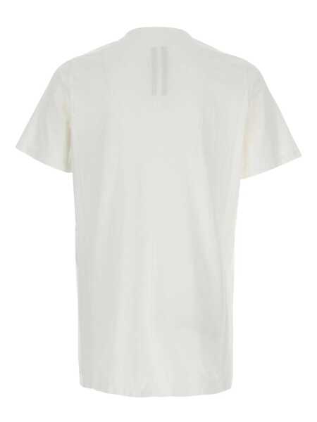 Tricouri Rick Owens White Crewneck T-Shirt With Logo Print On The Front In Cotton Man WHITE Barbati (BM 18961665) 2
