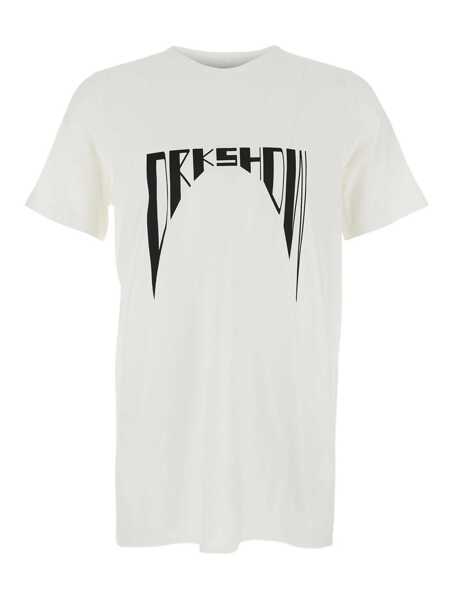 Tricouri Rick Owens White Crewneck T-Shirt With Logo Print On The Front In Cotton Man WHITE Barbati (BM 18961665) 1