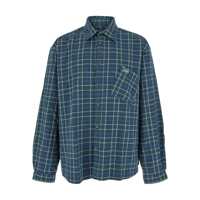 Camasi Green Shirt With Check Pattern And Logo Lettering On The Back In Flannel Man Barbati