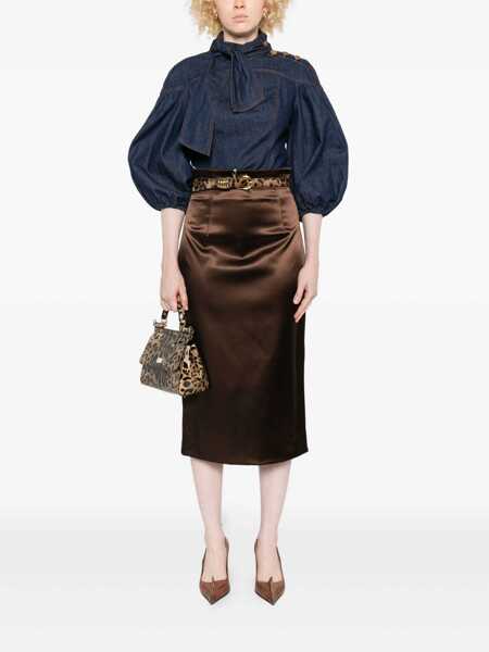 Fuste Dolce & Gabbana Dolce & Gabbana Brown Satin Midi Skirt BROWN Femei (BM 18961971) 2
