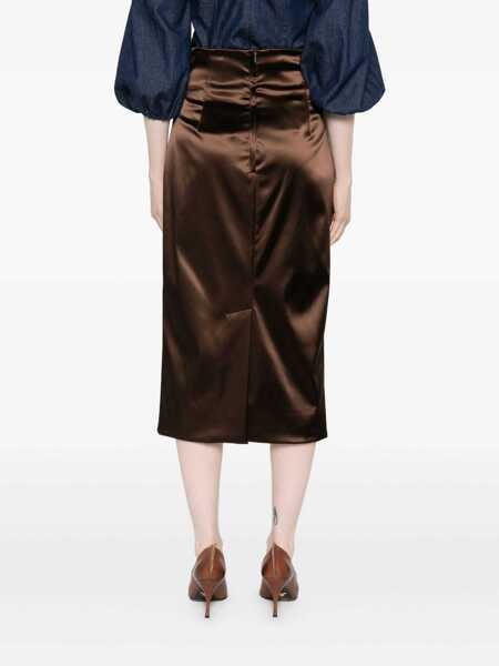 Fuste Dolce & Gabbana Dolce & Gabbana Brown Satin Midi Skirt BROWN Femei (BM 18961971) 4