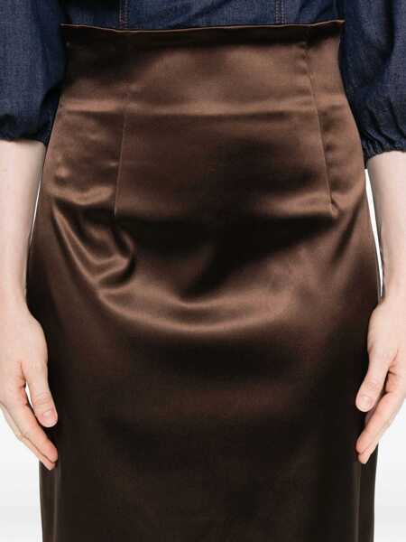 Fuste Dolce & Gabbana Dolce & Gabbana Brown Satin Midi Skirt BROWN Femei (BM 18961971) 5