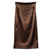 Fuste Dolce & Gabbana Brown Satin Midi Skirt Femei