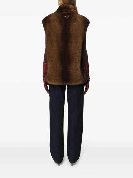 Paltoane Apparis Brown Sleeveless Coat With Hidden Front Fastening In Faux Fur Woman BROWN Femei (BM 18962175) 4