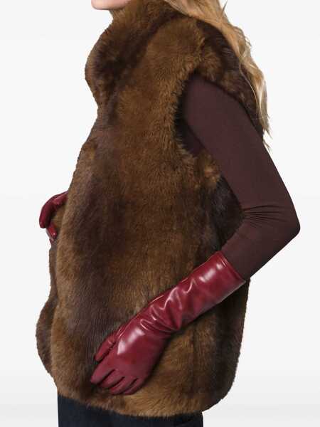 Paltoane Apparis Brown Sleeveless Coat With Hidden Front Fastening In Faux Fur Woman BROWN Femei (BM 18962175) 5