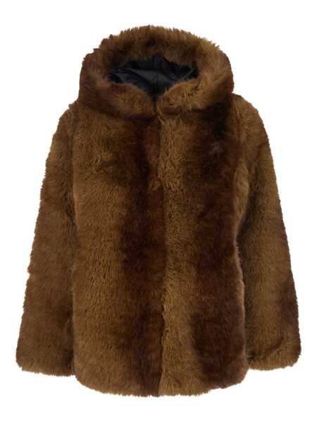 Paltoane Apparis Brown Fur Coat With Fixed Hood In Faux Fur Woman BROWN Femei (BM 18962193) 1