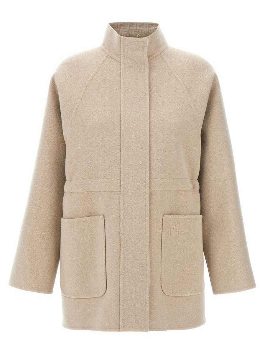 Geci Fendi Fendi Ff Wool Parka Beige Femei (BM 18962424) 2