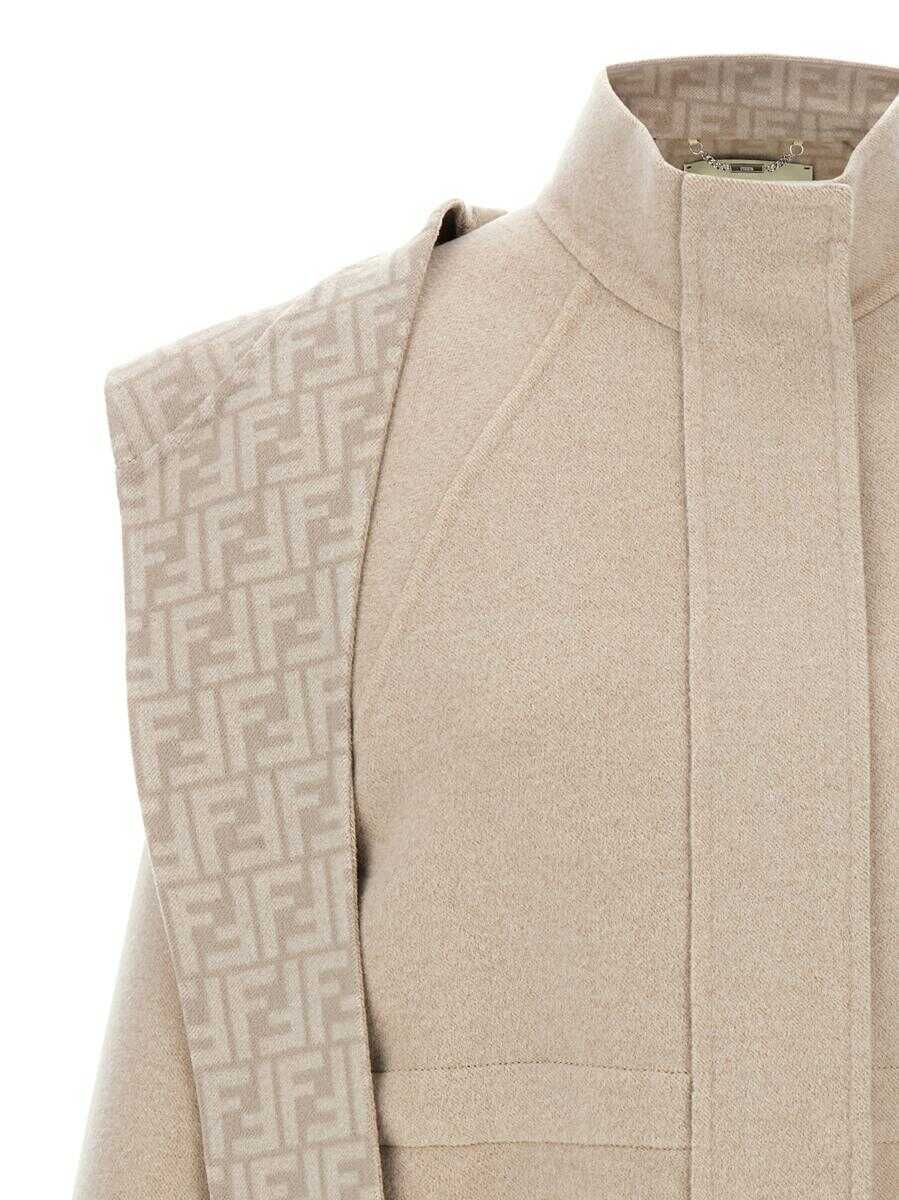 Geci Fendi Fendi Ff Wool Parka Beige Femei (BM 18962424) 4