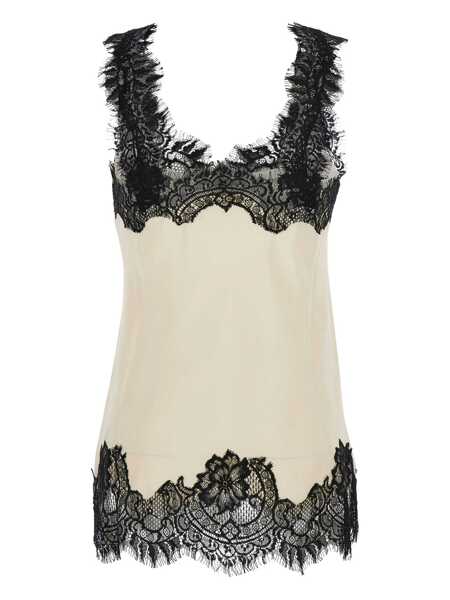 Topuri GOLD HAWK Megan White Sleeveless Top With Lace Details In Silk Woman WHITE Femei (BM 18962601) 2