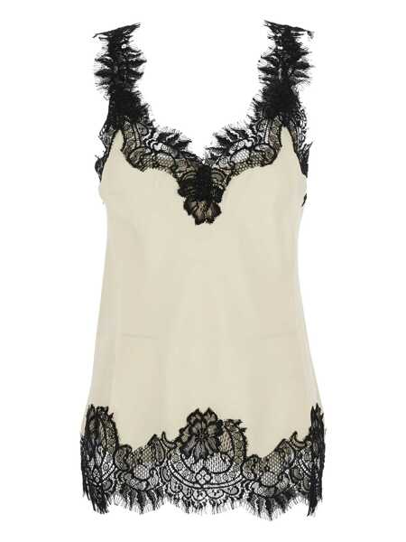 Topuri GOLD HAWK Megan White Sleeveless Top With Lace Details In Silk Woman WHITE Femei (BM 18962601) 1