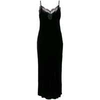 Rochii 'Claire' Black Sleeveless Long Dress With V Neck And Lace Details In Viscose Blend Woman Femei