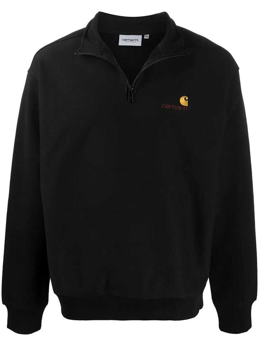 Pulovere Carhartt Carhartt Wip Half Zip American Script Sweat Clothing Black Femei (BM 18963513) 1