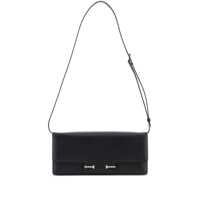 Genti de umar Black Crossbody Bag With Adjustable Shoulder Strap And T Plaque Closure In Grained Leather Woman Femei