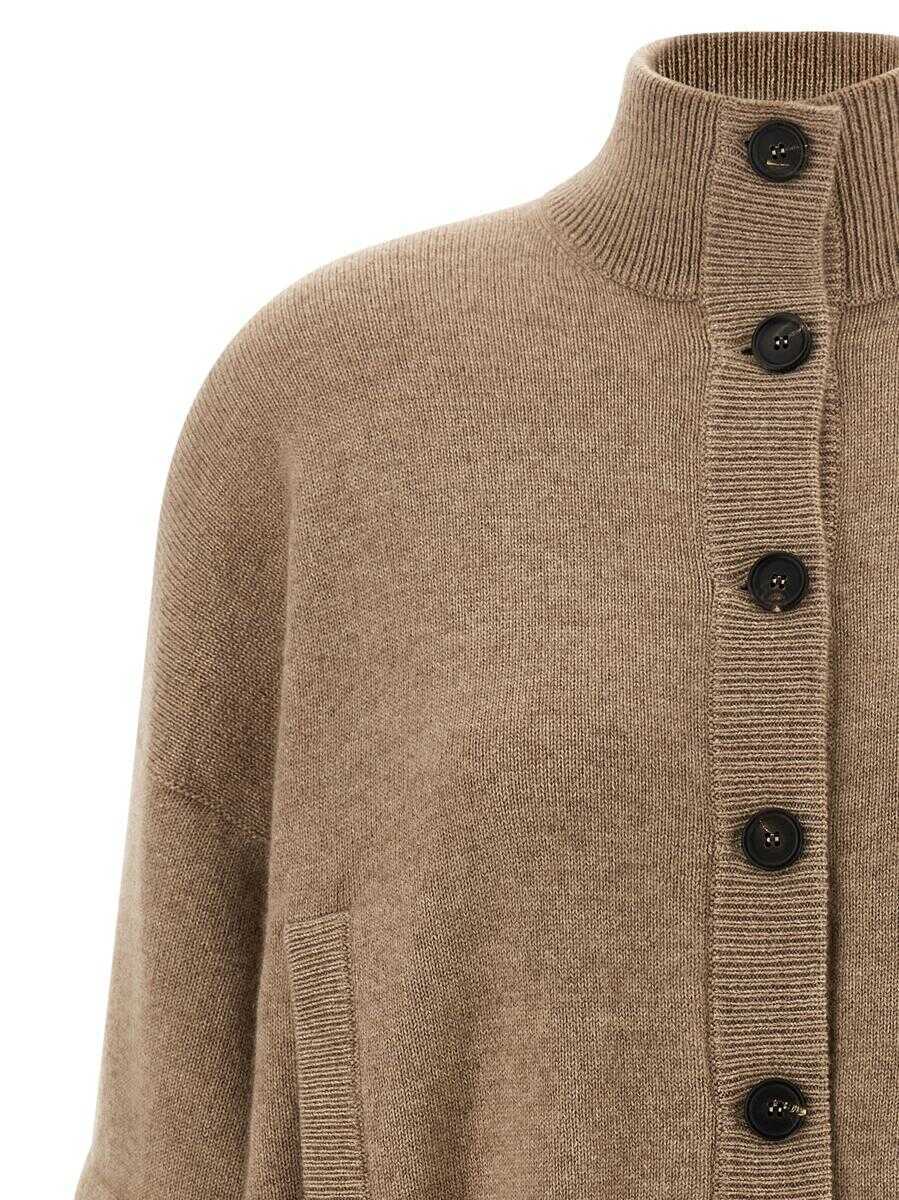 Cardigane Brunello Cucinelli Brunello Cucinelli Sequin Sleeve Cardigan Beige Femei (BM 18964608) 3