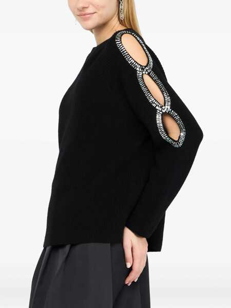 Pulovere Liu Jo Liu Jo Wool Sweater With Embellished Sleeve Details Black Femei (BM 18964965) 4