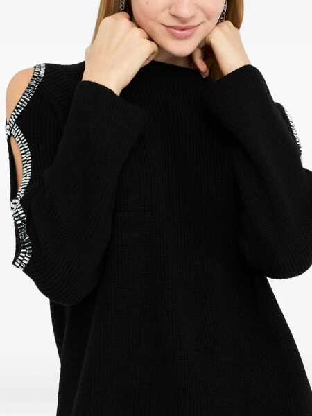 Pulovere Liu Jo Liu Jo Wool Sweater With Embellished Sleeve Details Black Femei (BM 18964965) 5