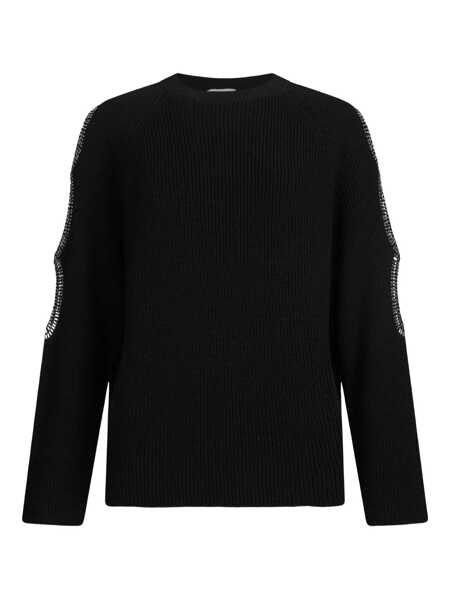 Pulovere Liu Jo Liu Jo Wool Sweater With Embellished Sleeve Details Black Femei (BM 18964965) 1