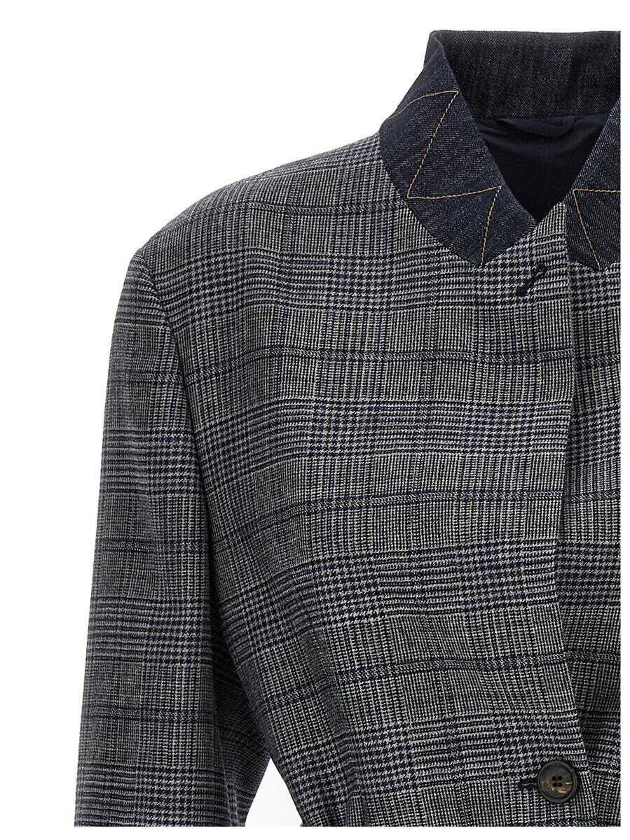 Sacouri Brunello Cucinelli Brunello Cucinelli Monile Houndstooth Blazer GRAY Femei (BM 18964974) 4