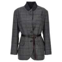 Sacouri Brunello Cucinelli Monile Houndstooth Blazer Femei