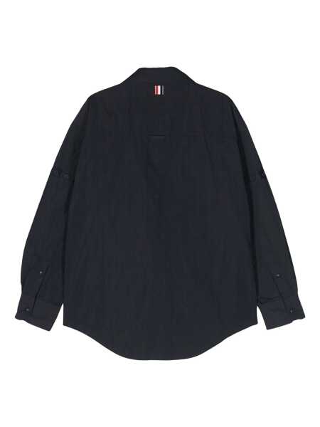 Camasi Thom Browne Oversized Blue Shirt With Patch Pockets In Polyamide Blend Man BLUE Barbati (BM 18965046) 2