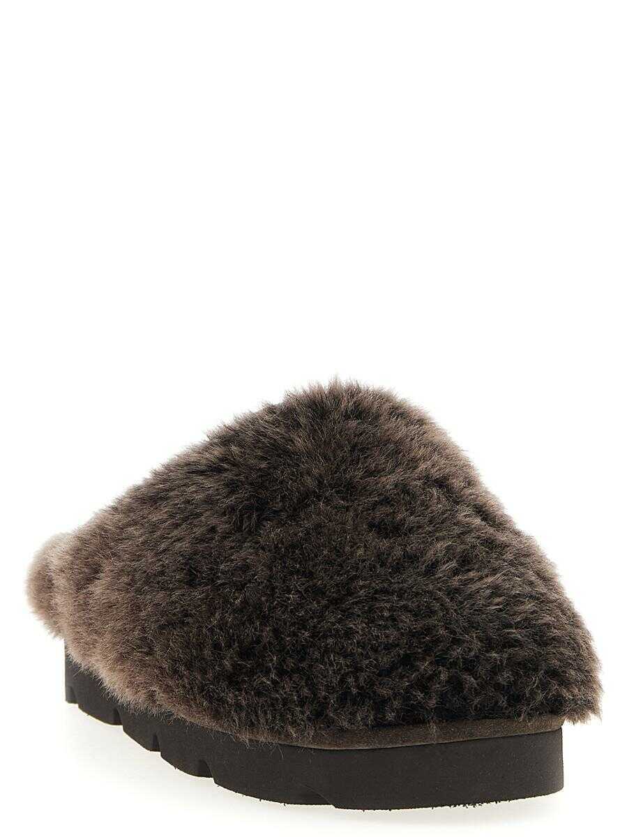 Balerini Brunello Cucinelli Brunello Cucinelli Monile Sherling Sabots BROWN Femei (BM 18965328) 2