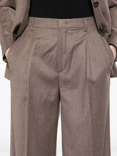 Pantaloni casual Tagliatore Tagliatore Brown Trousers With Pleats BROWN Femei (BM 18965535) 5