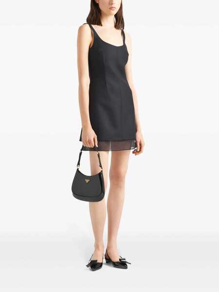 Rochii Prada Prada Enamel Triangle-Logo Wool Dress Black Femei (BM 18965553) 2