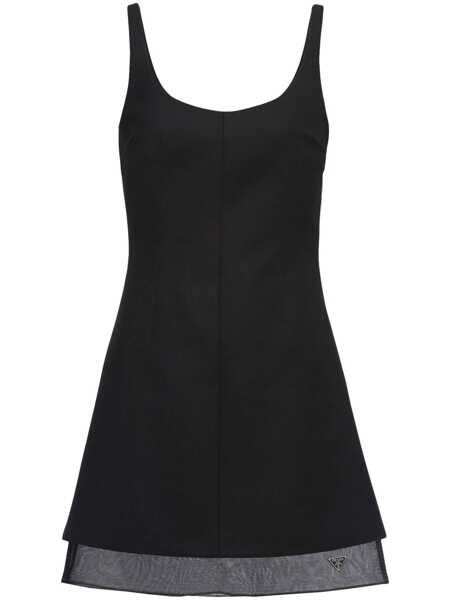 Rochii Prada Prada Enamel Triangle-Logo Wool Dress Black Femei (BM 18965553) 1