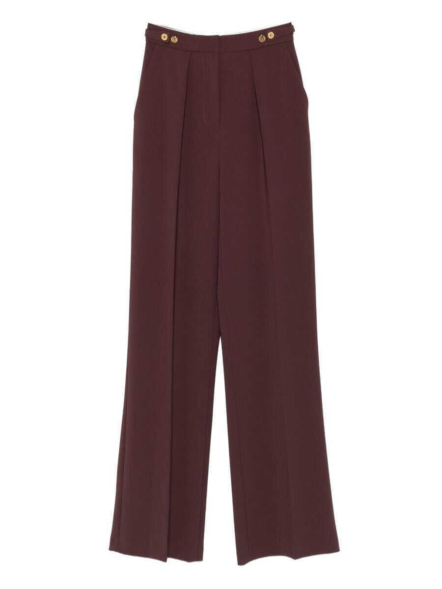Pantaloni casual Elisabetta Franchi Elisabetta Franchi Burgundy Casual High-Waist Trousers Red Femei (BM 18965574) 1