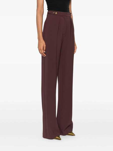 Pantaloni casual Elisabetta Franchi Bordeaux Pants With Jewel Button Embellishments And Pences In Tech Fabric Stretch Woman Red Femei (BM 18965607) 3