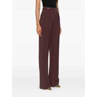 Pantaloni casual Elisabetta Franchi Dama - Pantaloni casual Elisabetta Franchi Bordeaux Pants With Jewel Button Embellishments And Pences In Tech Fabric Stretch Woman Red Femei (BM 18965607) - B-mall.ro